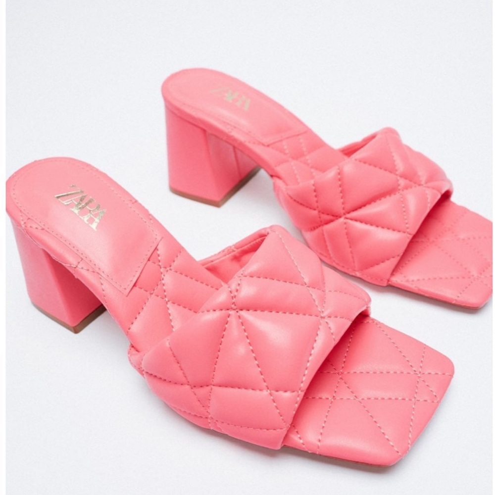 Zara Wide Heeled Sandals NWOT